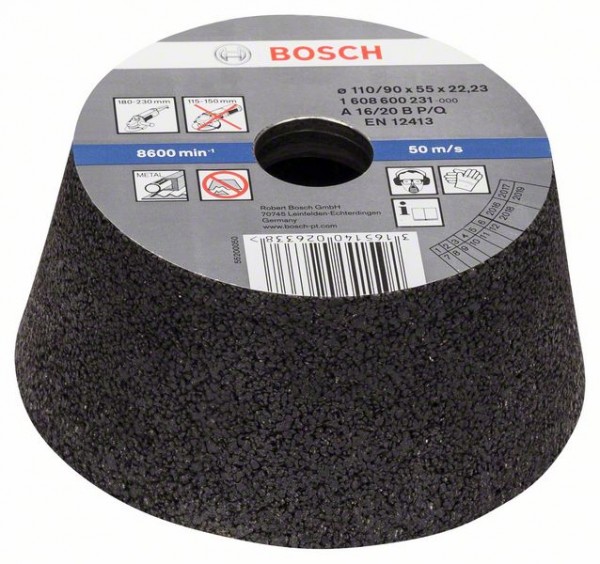 BOSCH SCHLEIFTOPF, KONISCH-METALL/GUSS 90 MM, 110 MM, 55 MM, 16