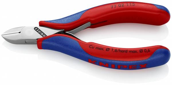 KNIPEX 77 02 115 SB Elektronik-Seitenschneider 115 mm mit Mehrkomponenten-Hüllen spiegelpoliert