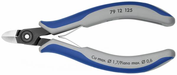 KNIPEX 79 12 125 Präzisions-Elektronik-Seitenschneider 125 mm brüniert mit Mehrkomponenten-Hüllen po