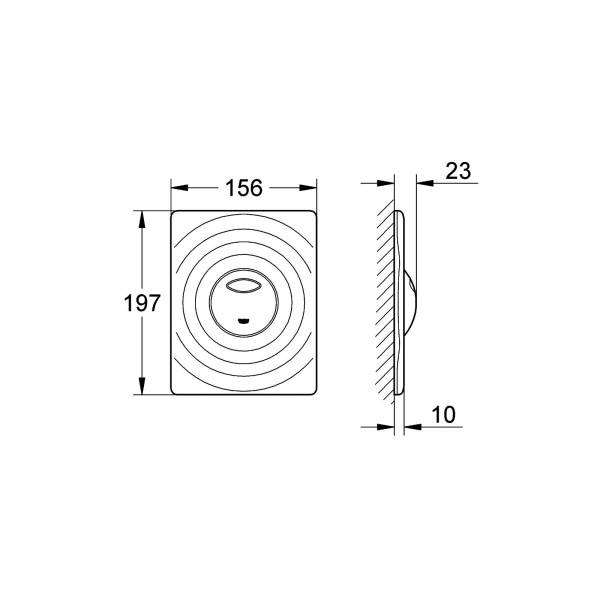 GROHE WC-Betätigung Surf 38861 für AV1 2-Mengen o. Start/Stopp Bet. chrom