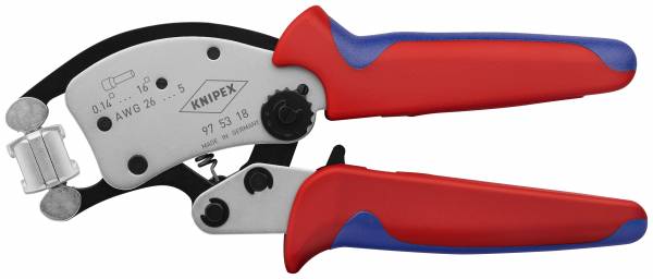 KNIPEX 97 53 18 Twistor16® Selbsteinstellende Crimpzange für Aderendhülsen mit drehbarem Crimpkopf