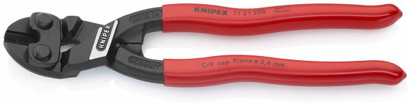 KNIPEX 71 21 200 CoBolt® Kompakt-Bolzenschneider 200 mm schwarz atramentiert mit Kunststoff überzog