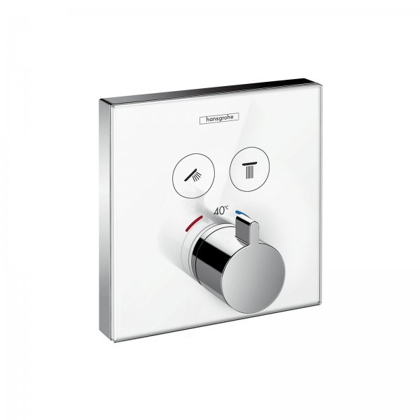 HG Thermostat Unterputz ShowerSelect Glas 2 Verbraucher weiss/chrom Hansgrohe 15738400