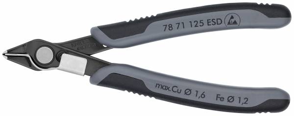 KNIPEX 78 71 125 ESD Electronic Super Knips® ESD 125 mm brüniert mit Mehrkomponenten-Hüllen brüniert