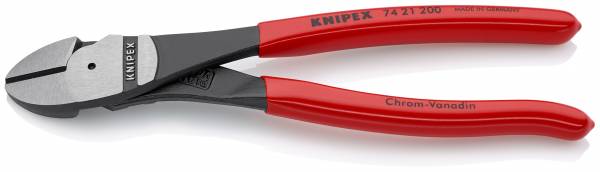 KNIPEX 74 21 200 SB Kraft-Seitenschneider 200 mm schwarz atramentiert mit Kunststoff überzogen polie