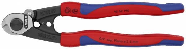 KNIPEX 95 62 190 SB Drahtseilschere geschmiedet 190 mm mit Mehrkomponenten-Hüllen brüniert