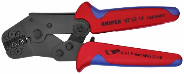 KNIPEX 97 52 14 Crimpzange kurze Bauform 195 mm brüniert mit Mehrkomponenten-Hüllen brüniert