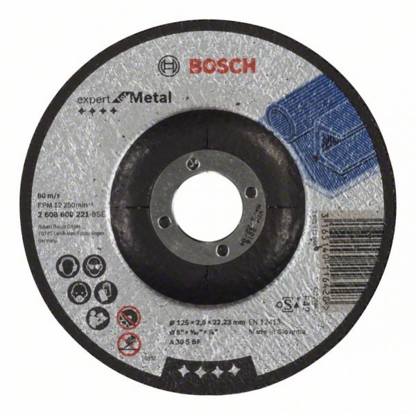 BOSCH TRENNSCHEIBE GEKRÖPFT EXPERT FOR METAL A 30 S BF, 125 MM, 22,23 MM, 2,5 MM