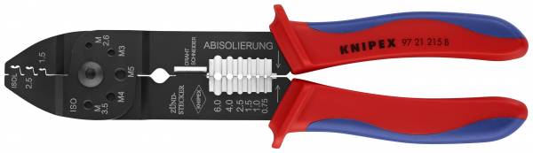 KNIPEX 97 21 215 B Crimpzange 230 mm brüniert mit Mehrkomponenten-Hüllen