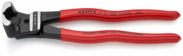 KNIPEX 61 01 200 SB Bolzen-Vornschneider hochübersetzt 200 mm schwarz atramentiert mit Kunststoff üb