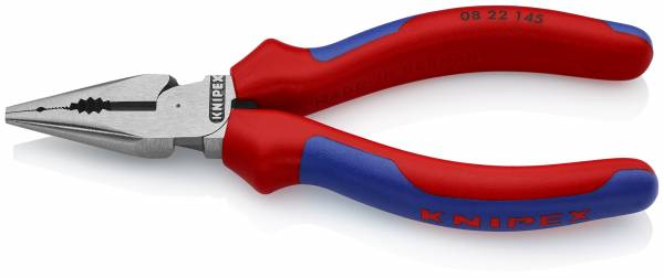 KNIPEX 08 22 145 Spitz-Kombizange 145 mm schwarz atramentiert mit Mehrkomponenten-Hüllen poliert