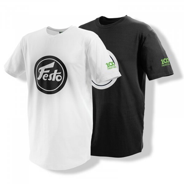 Festool 100 Jahre T-Shirt SH-FT3 100Y 1 schwarz / 1 weiß Größen S - XXXL