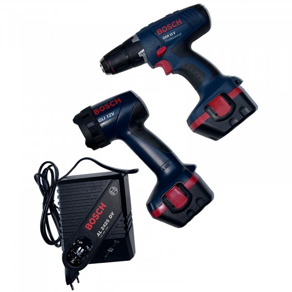 Bosch Professional Akku-Schrauber GSR 12V + 2 Akkus 2,0/1,5Ah + GLI 12V 0601995J07