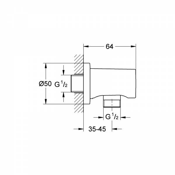 GROHE Wandanschlussbogen Rainshower 27057 DN 15 supersteel