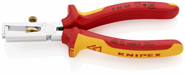 KNIPEX 11 06 160 Abisolierzange mit Öffnungsfeder, universal 160 mm verchromt isoliert