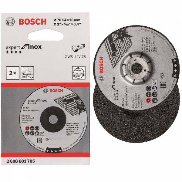 Bosch Schruppscheibe Expert for Inox A 30 Q BF 76x4x10mm 2608601705 2er Pack