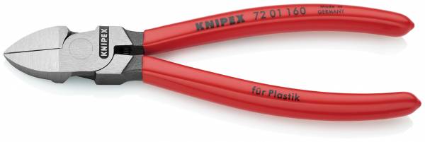 KNIPEX 72 01 160 SB Seitenschneider für Kunststoff 160 mm mit Kunststoff überzogen poliert