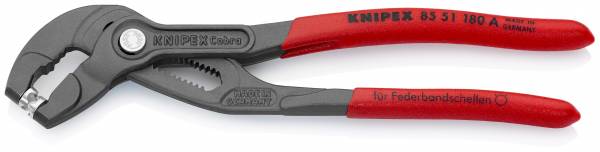 KNIPEX 85 51 180 A Federbandschellenzange 180 mm grau atramentiert mit rutschhemmendem Kunststoff üb