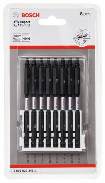 BOSCH DOPPELKLINGENBIT-SET IMPACT CONTROL, 8-TEILIG, 4 ST./T20, 4 ST./T25, 110 MM 2608522349