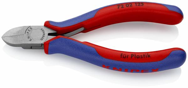 KNIPEX 72 02 125 Seitenschneider für Kunststoff 125 mm mit Mehrkomponenten-Hüllen poliert