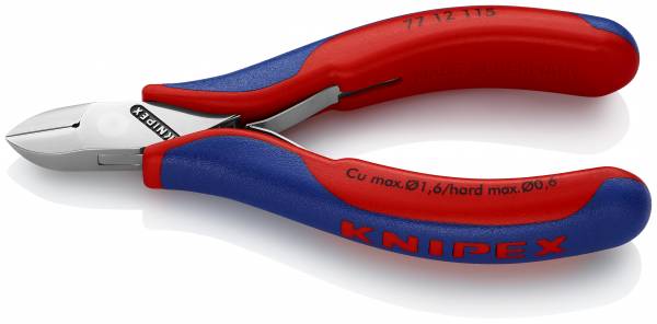 KNIPEX 77 12 115 Elektronik-Seitenschneider 115 mm mit Mehrkomponenten-Hüllen spiegelpoliert