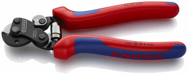 KNIPEX 95 62 160 SB Drahtseilschere auch für hochfeste Drahtseile 160 mm brüniert mit Mehrkomponente