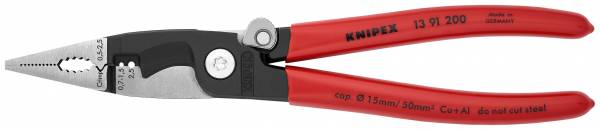 KNIPEX 13 91 200 Elektro-Installationszange 200 mm schwarz atramentiert mit Kunststoff überzogen pol